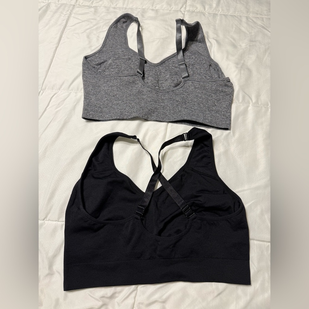 Puma Black & Gray Double Pack Seamless Sports Bras - Picture 3 of 4